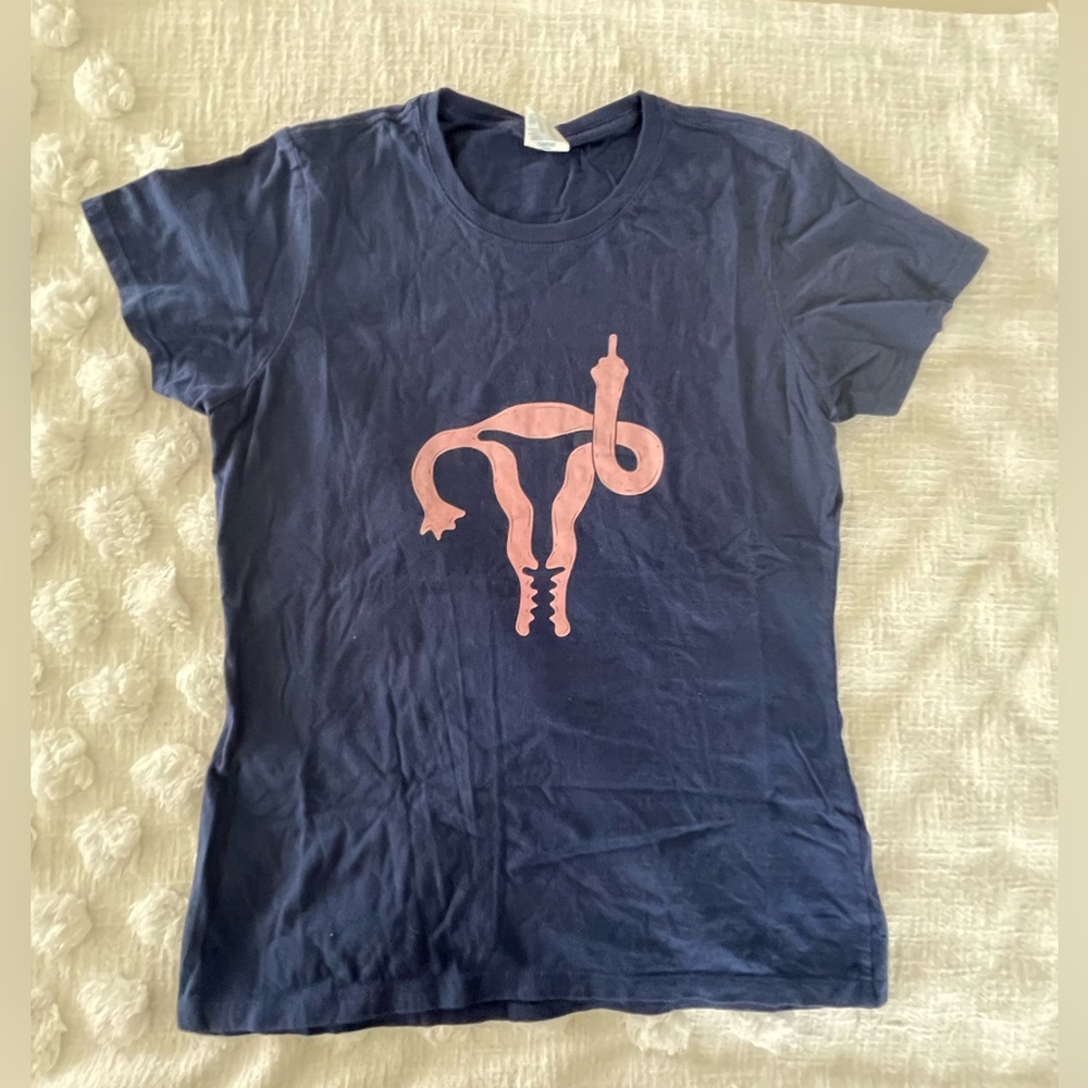🔴 3 for $15 Keep Your Hands Off My Uterus Pro Choice Navy Pink Tee Shirt